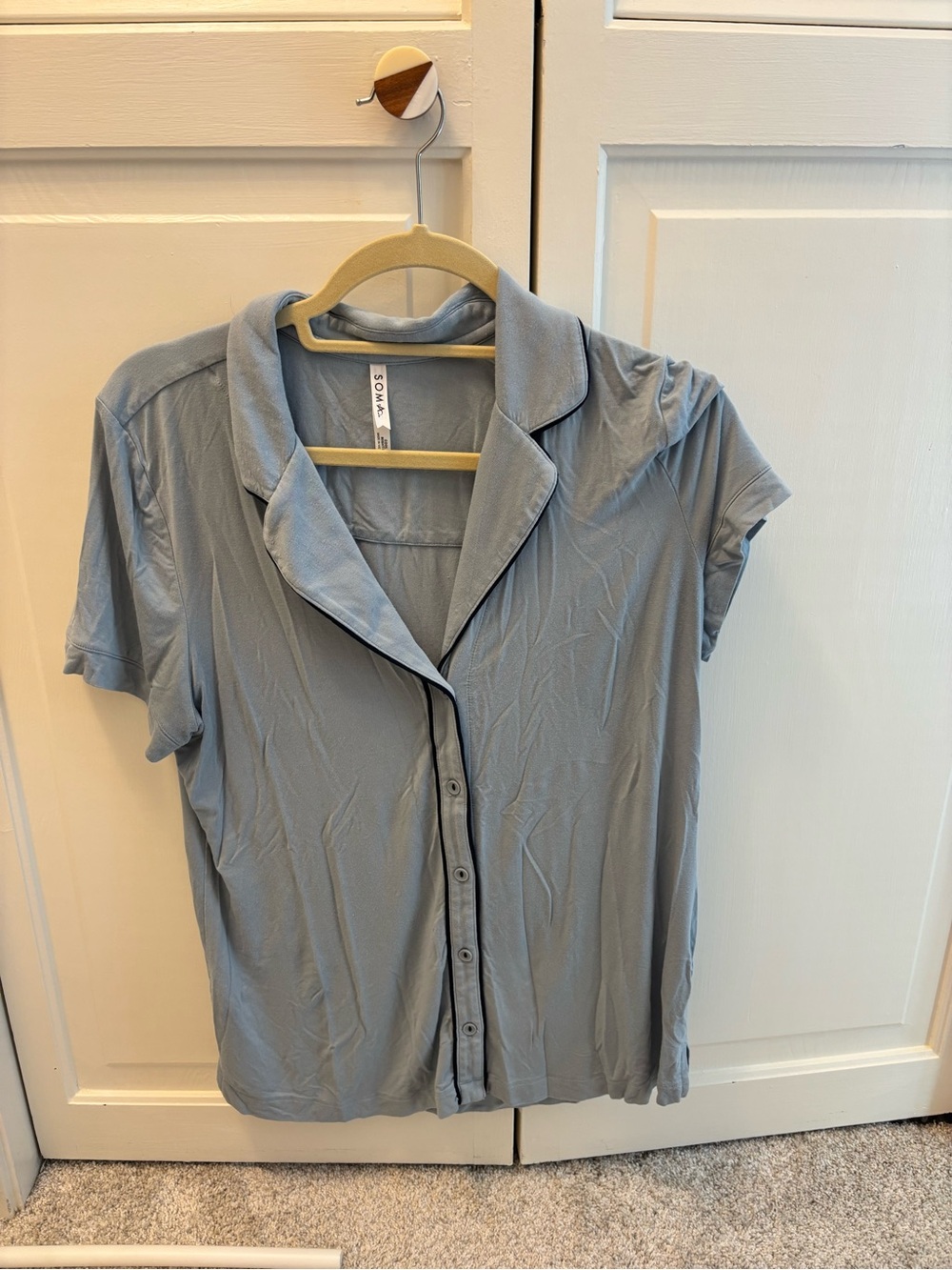 Soma Light Blue Short Sleeve Button Pajama Top